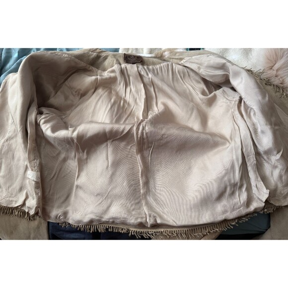DOUBLE D RANCH  Tan Suede Leather Fringe Trim Jacket Size Large - Picture 5 of 6